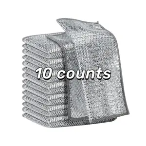 Heavy-Duty Steel Wire Cleaning Cloth, Scratch-Free Dish Scrubber, Reusable Kitchen Cleaning Rags, Multi-Size Packs