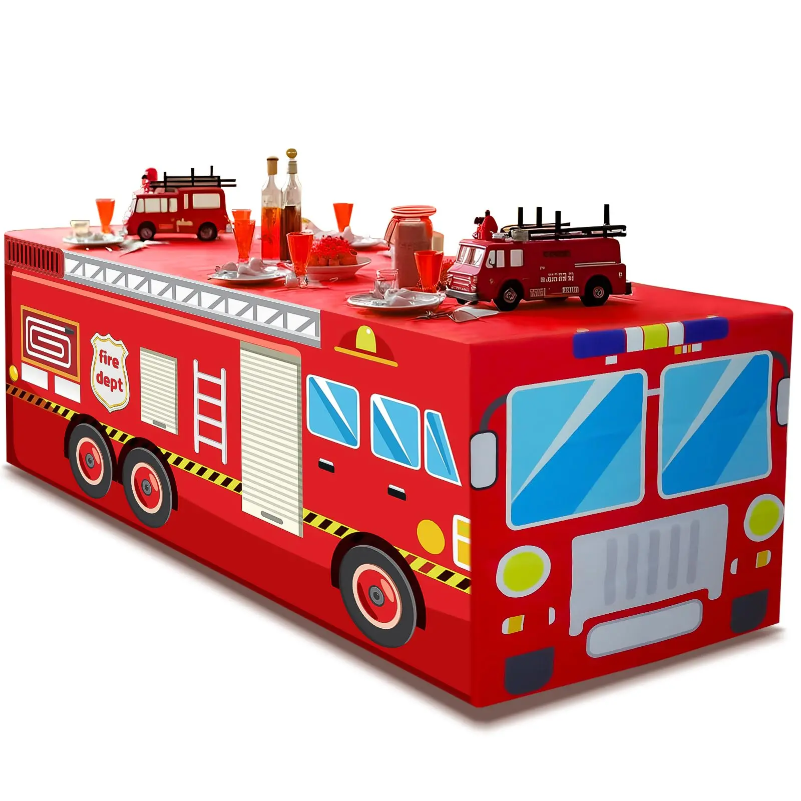 Fire Truck Birthday Party Tablecloth,Firefighter Birthday Party Decorations,Fire Truck Table Cloth for Kids Boys Firefighter Firetruck Theme Party Decorations Supplies Ornaments