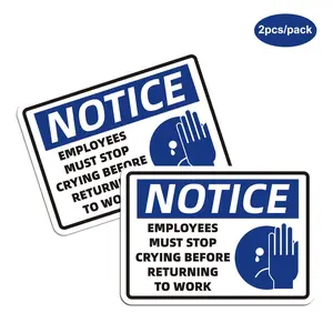 Employee Cannot Cry Warning Sticker, 2pcs/pack Creative Funny Sticker, Decorative Sticker For Car, Laptop, Phone Case, Scrapbooking, Journal Making, Car Decals, Decal For Cars