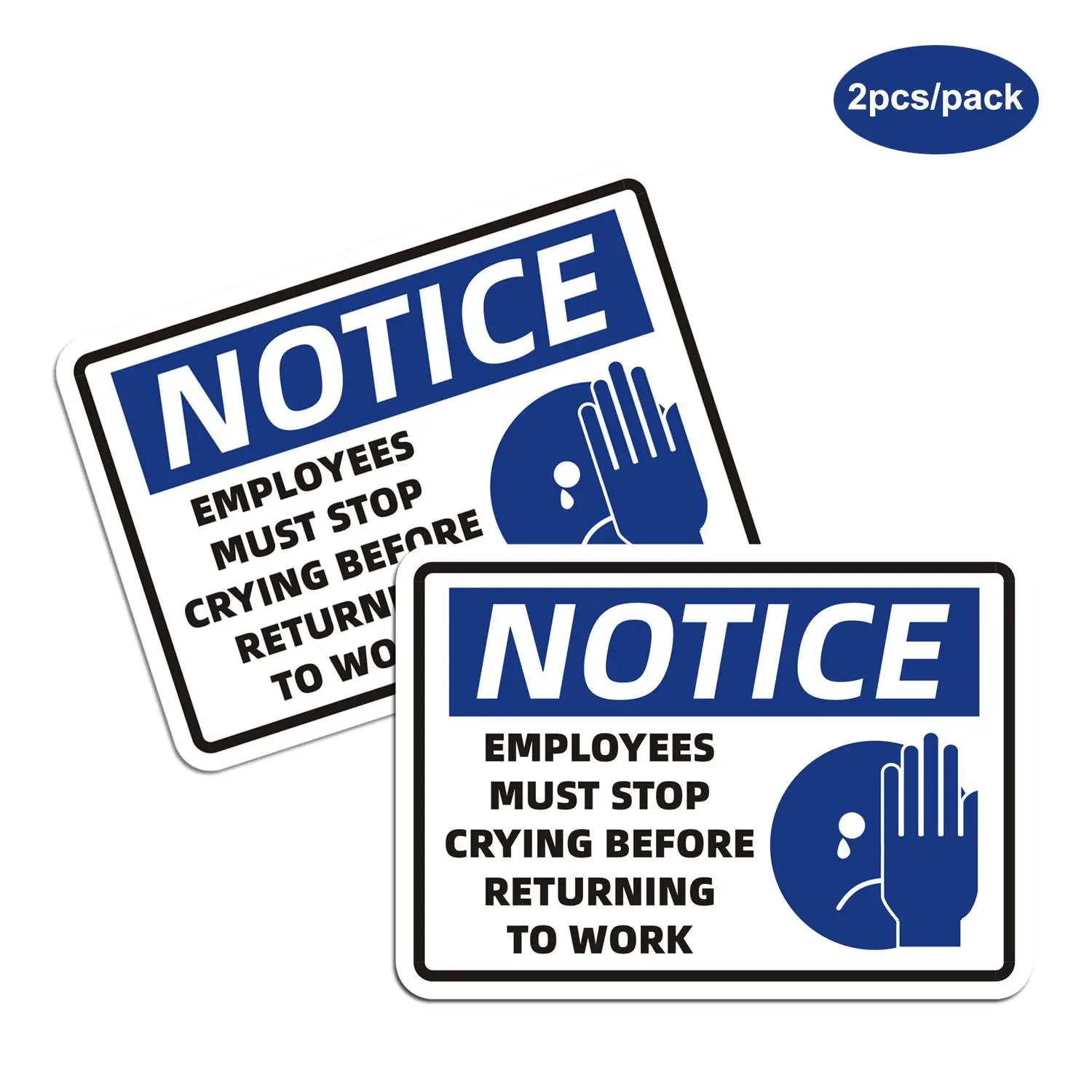 Employee Cannot Cry Warning Sticker, 2pcs/pack Creative Funny Sticker, Decorative Sticker For Car, Laptop, Phone Case, Scrapbooking, Journal Making