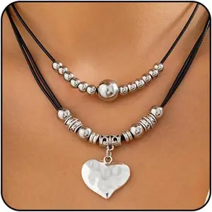 Cowgirl Necklace for Women Western Turquoise Bead, Leather Choker with Extender Chain, Cowboy Boho Country Style Jewelry Gift Pendant Design Necklets