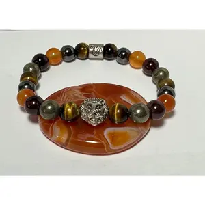 Leo Zodiac Astrology Bracelet - July August - Crystal Healing Jewelry - Tigers Eye - Garnet - Pyrite - Carnelian - Hematite