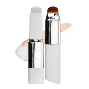 Blanc Cover Cream Stick V White - Korean Color-Changing Foundation Stick with Volufiline - Medium to Full Coverage Dewy Finish Base Makeup - Dual-Ended with Detachable Brush