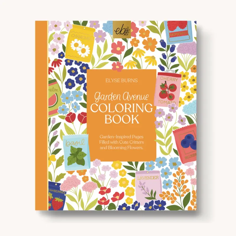 Elyse Breanne Design Garden Avenue Softcover Coloring Book - 40 Coloring Pages, Hand-Drawn Art, Drawing Ideas, Extra Thick for Markers, Single-Sided Perforated Pages, Easy to Carry, Compatible with Watercolors, Acrylic Markers