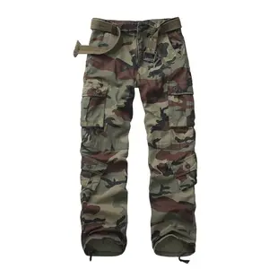 Men's Cargo Pants with 8 Pockets Casual Camo Pants  Cotton Cargo Work Pants(No Belt)