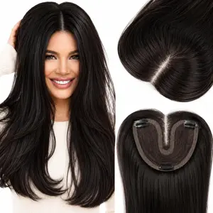 22 Inch  DARK BROWN  Hair Topper for Women – 6.5"x5.5" Large Base, Synthetic Hair Topper, Clip-In Hairpiece for Thinning Hair, Ladies Wiglet, Natural Volume & Coverage