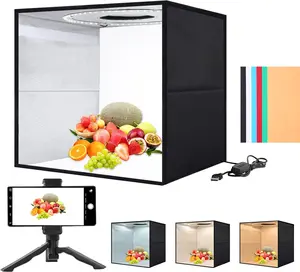 12x12 LED Photo Light Box Studio | Portable Dimmable Photography Tent Kit w/ 6 Backdrops & Tripod