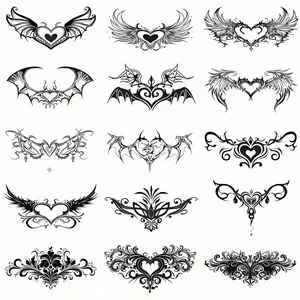 15sheets, angel wings to cover scars temporary tattoo stickers, women's fake tattoos, magic tattoos, waterproof and long-lasting 7-15 days, suitable for cesarean section moms stickers