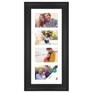 Black 4x6 4-Opening Matted Picture Frame for Wall Collage