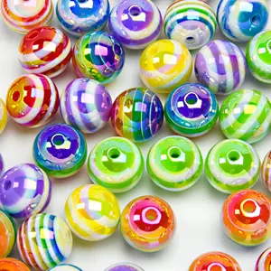 Set of 10/20/30 Resin Beads Colorful Patterned Rainbow Striped Beads Perfect for Handmade DIY Jewelry Pen Charms Phone Accessories