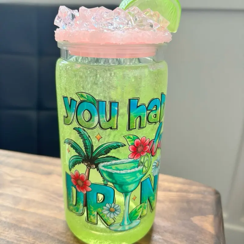 Margarita Snow Globe Tumbler | Margarita Lover Gift | Girls Trip Cup | Fiesta Drinkware | Summer Glitter Tumbler | 16oz Acrylic Cup
