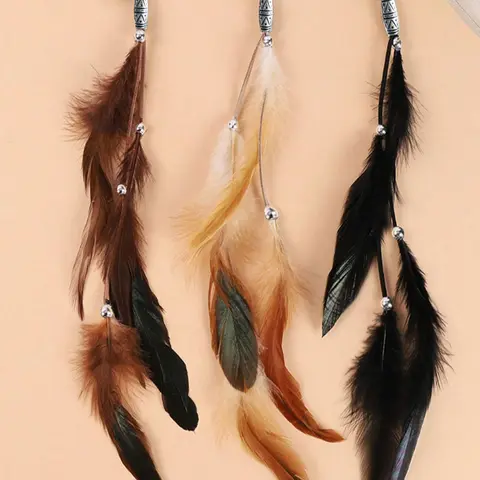 Boho Style Feather Design Hair Clips Set, Decorative Hair Clips, Vintage Synthetic Feather Hair Accessories with Tassels, Long Ethnic Headbands for Photoshoots, Beach Vacations