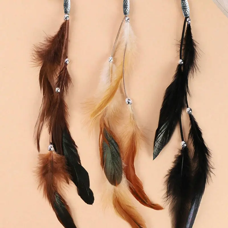 Boho Style Feather Design Hair Clips Set, Decorative Hair Clips, Vintage Synthetic Feather Hair Accessories with Tassels, Long Ethnic Headbands for Photoshoots, Beach Vacations