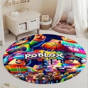 1pc Roblox Colorful Carpet, Soft Round Living Room Mat, Bedroom Bedside Rug, Multifunctional Fashion Decorative Carpet, Cartoon Pattern Rug