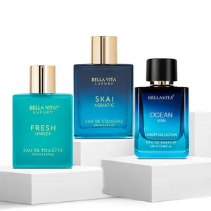 Aqua Rush Trio by BellaVita Luxury | Perfume Combo Gift Set | 3×100 ml | Fresh, Ocean & Skai | Long Lasting Eau De Parfum | Vegan & Cruelty Free
