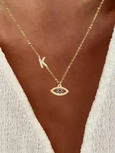 Fashion Eye Design Pendant Necklace, Stainless Steel Jewelry for Party, Daily Clothing Decor, Trendy All-match & Exquisite Jewelry for Birthday Gift, Adjustable Pendant Necklace