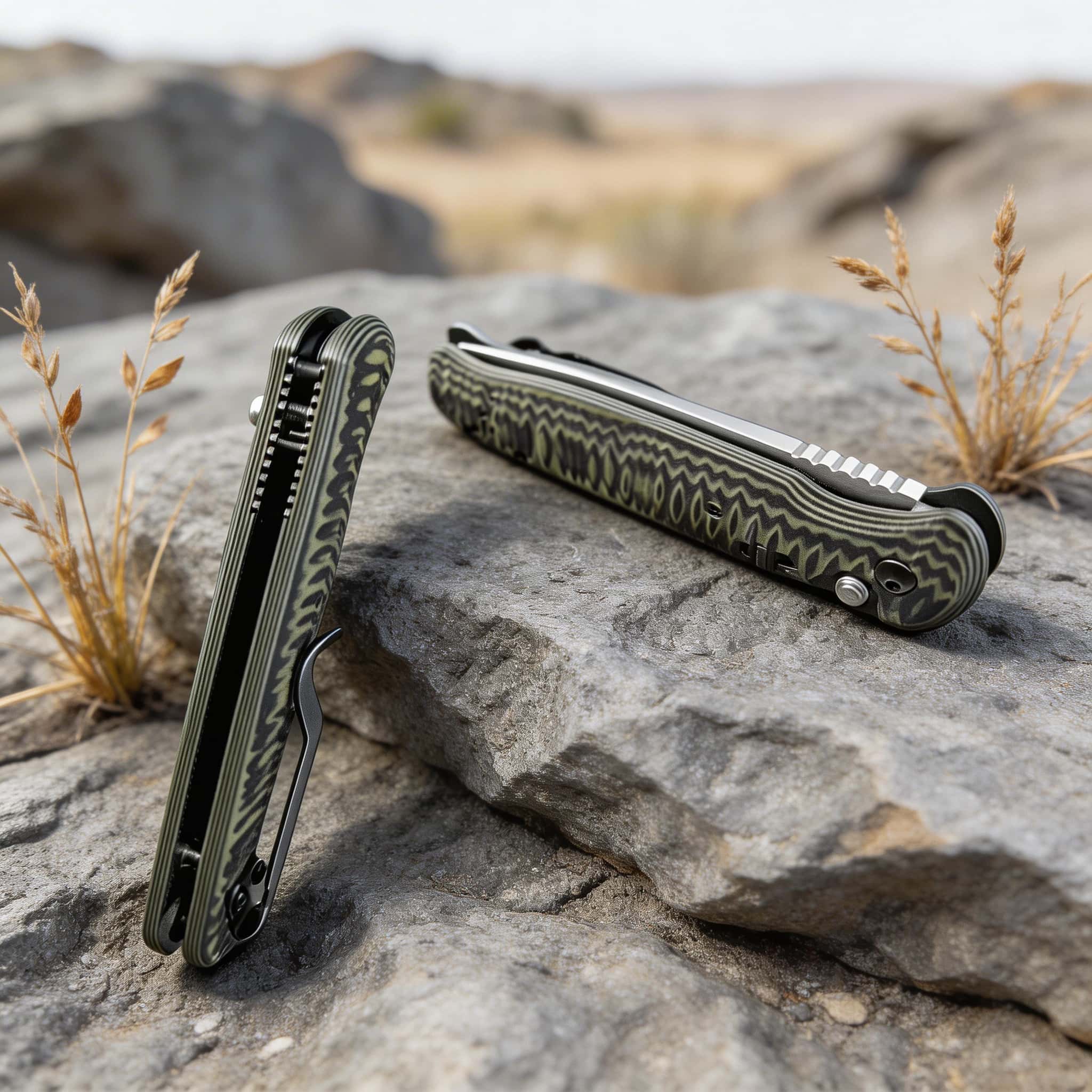 D2 Battlewash Folding Tool with G10 Handle & Button Lock | Premium Neck Tool Set for Camping, Hiking & EDC | Ideal Gift for Outdoor Enthusiasts