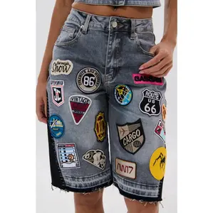 VINTAGE DENIM BERMUDA SHORT WITH PATCHES