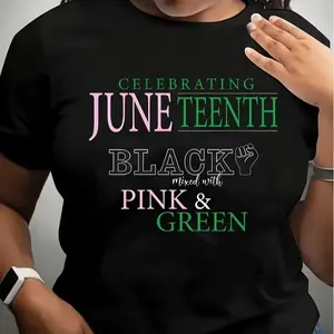 "Juneteenth Black Pink & Green Celebration Tee" outdoorfun