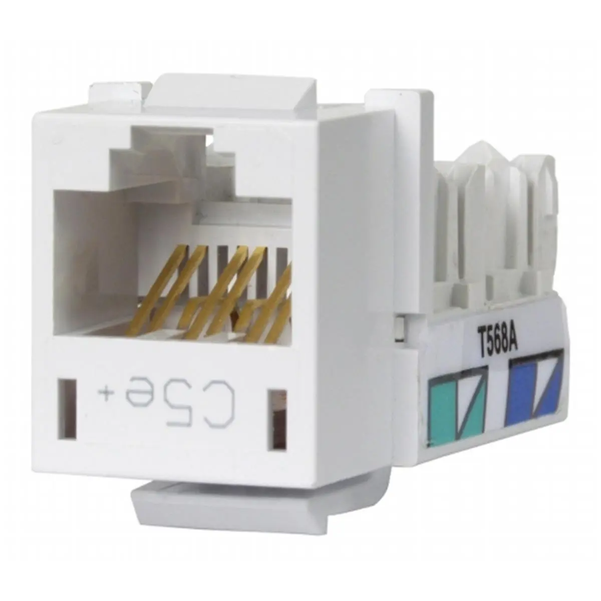 Hubbell HXJ5EW Speedgaina Category 5e Jack - Universal White Labor-Saving Tool with 1-Punch Termination, Stuffer Cap, 15 Colors, Thermoplastic, Beryllium Copper, Phosphor Bronze, Polypropylene, Dust Cover, Delivery Plus