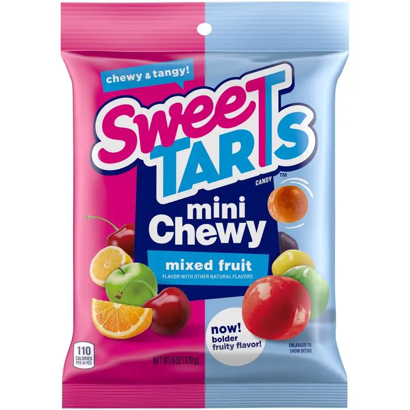 SweeTARTS Chewy Candy, Mixed Fruit Flavors, Sweet and Tart Soft Chews, 6 oz Bag (Pack of 12)