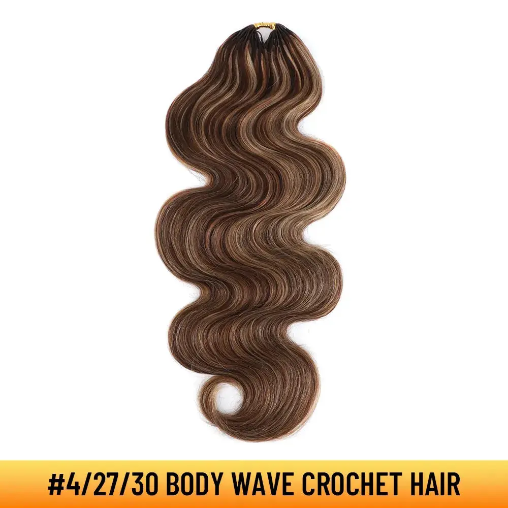 YGwigs Blend Color Feather Crochet Human Hair for Miracle Knots #4/27/30, #27/30/613 Body Wave Deep Wave