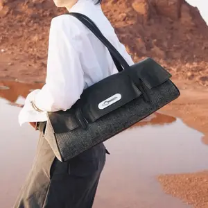 Structured Shoulder Bag – Genuine Leather & Fabric Tote for Everyday Style