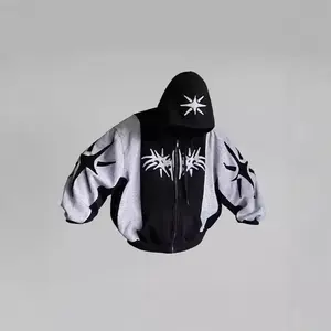 Trendy Dark Retro Printed Men's and Women's Same Loose Hooded Sweater Hooded