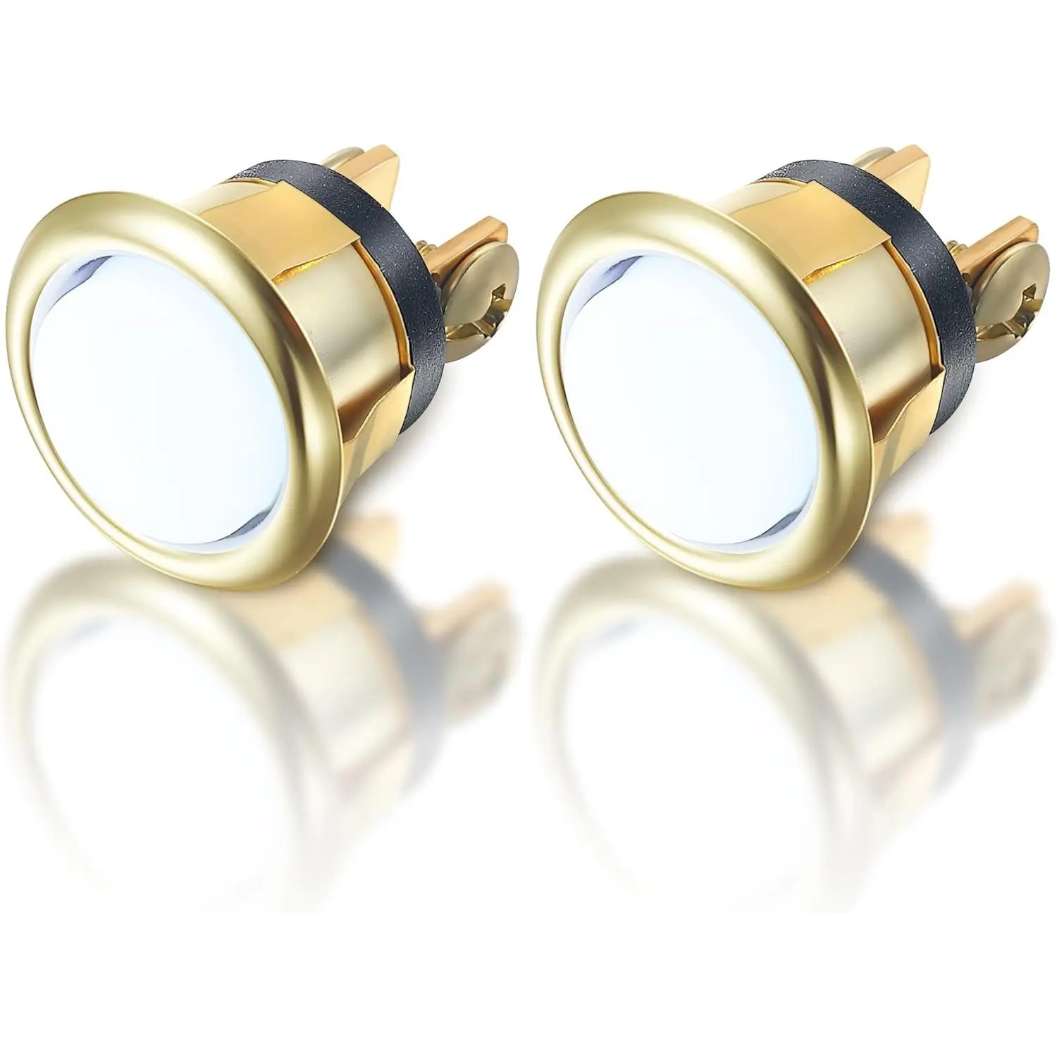 2 Pack Lighted Doorbell Button Replacement, Easy to Install Wired Doorbell Button Push Door Bell Ringer Kit Round Rim with Lighted Center, White Light ()