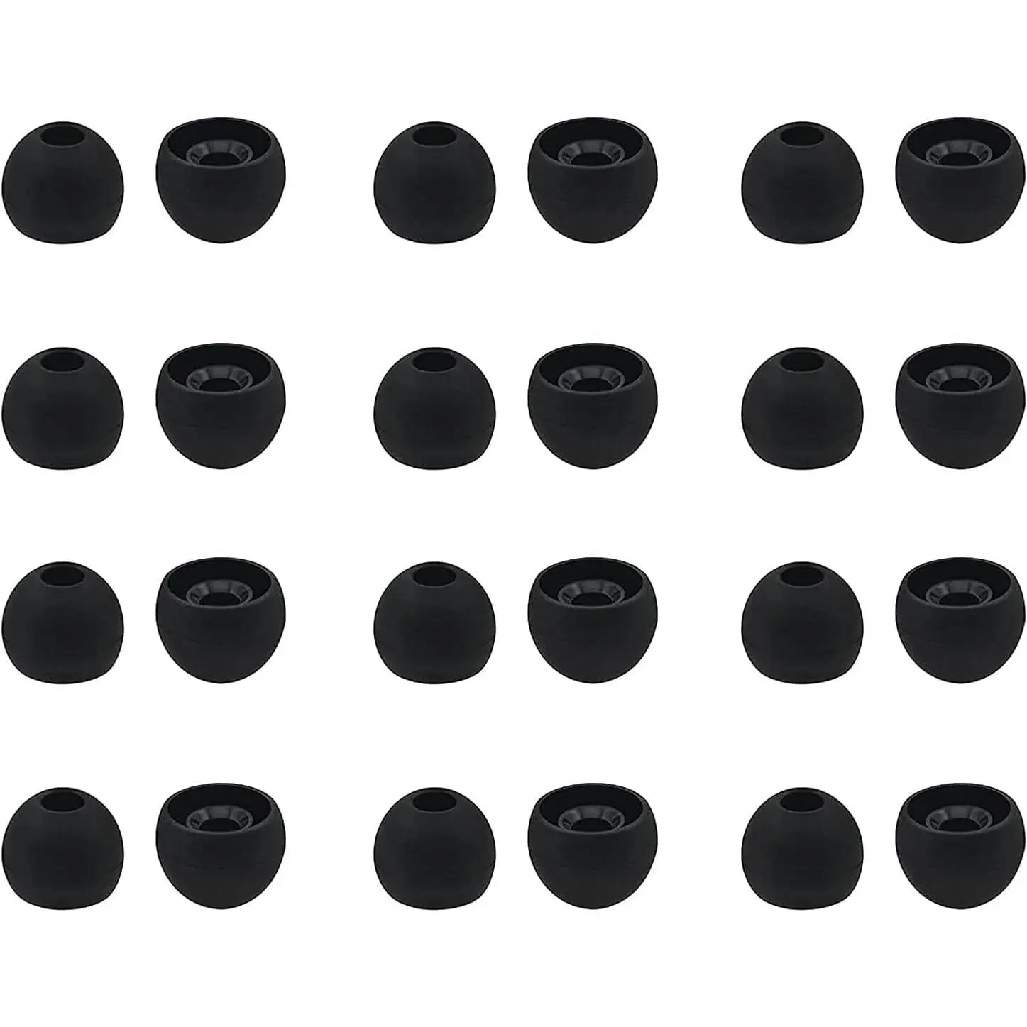 Ear Tips for in-Ear Headphones, Medium Size 12 Pairs Soft Silicon Earbuds Tips Eartips with 3.8mm Connector Hole, Fit Most in-Ear Earbuds(Inner Hole 3.8mm -4.8mm) 12 Pairs, Black M