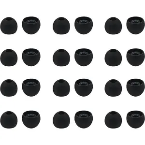 Ear Tips for in-Ear Headphones, Medium Size 12 Pairs Soft Silicon Earbuds Tips Eartips with 3.8mm Connector Hole, Fit Most in-Ear Earbuds(Inner Hole 3.8mm -4.8mm) 12 Pairs, Black M
