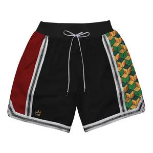 Demon Slayer Giyu Icon Basketball Shorts Sport Splicing Sport Knee Pants with Pockets Quick Dry Beach Shorts