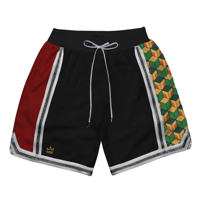 Demon Slayer Giyu Icon Basketball Shorts Sport Splicing Sport Knee Pants with Pockets Quick Dry Beach Shorts