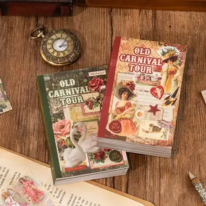 30 Sheets/book Sticker Book, Copper Paper Material, Vintage Theme Old Park Tour Series, Hand Account Stationery Water Bottle Decorative Stickers, Scrapbook Materials