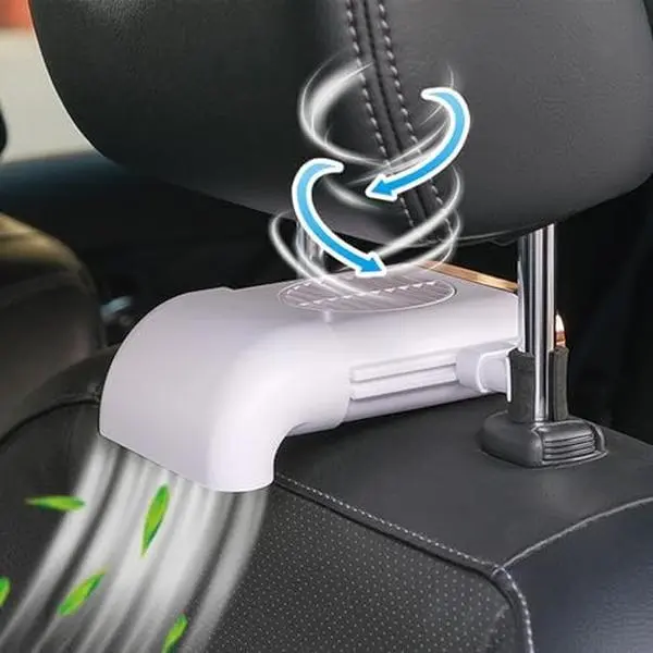 12V Portable Car Seat Clip Fan - USB-Powered Window Fan for Baby, RV Front Seat (White)