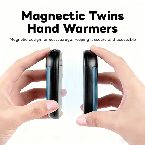 Magnetic Rechargeable Hand Warmers - 2-in-1 Portable Power Bank with 3 Seconds Heating, Double-Sided Even Warmth, Fast Charging, High Capacity Batteries, Compact Design, USB Input, Extended Usage Time, Christmas Winter Gift for Adults
