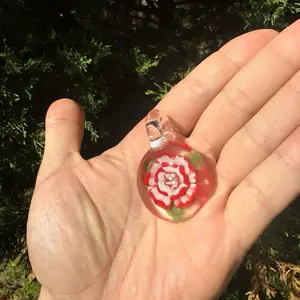 Handmade Borosilicate Glass Flower Implosion Pendant