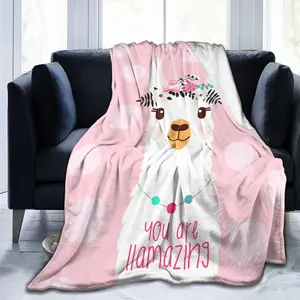 Llama Funny Pink Amazing Blanket, Soft Blankets Flannel Bed Throw Cozy Lightweight Plush Gifts for Kids Girls Women Sofa Couch Bedroom Living Rooms Warm All Season, Home Decor