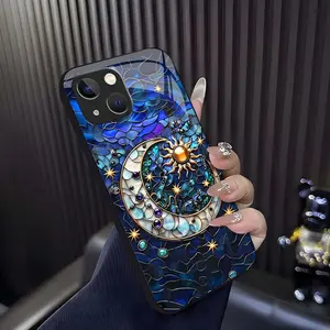 Stained Glass Mosaic Case for [iPhone 15 Plus], Aesthetic Tile Art Phone Cover, Shockproof Slim Fit Case 952