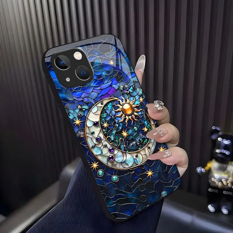 Stained Glass Mosaic Case for [iPhone 15], Aesthetic Tile Art Phone Cover, Shockproof Slim Fit Case 952