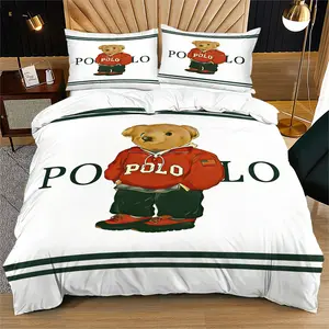 Cute Bear Theme Bedding Set, Teddy Bear Pattern, Kids and Young Adults Bedroom Decor, Includes 1 Fitted Sheet and 1 or 2 Pillowcases