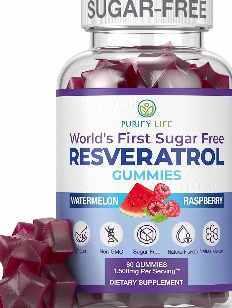 Sugar-Free Resveratrol Gummies - Potent Anti-Aging Antioxidant - Resveratrol Supplement to Support Digestive & Immune Health - Natural Herb for Cell Growth & Repair - Easy Chewable NMN Alternative