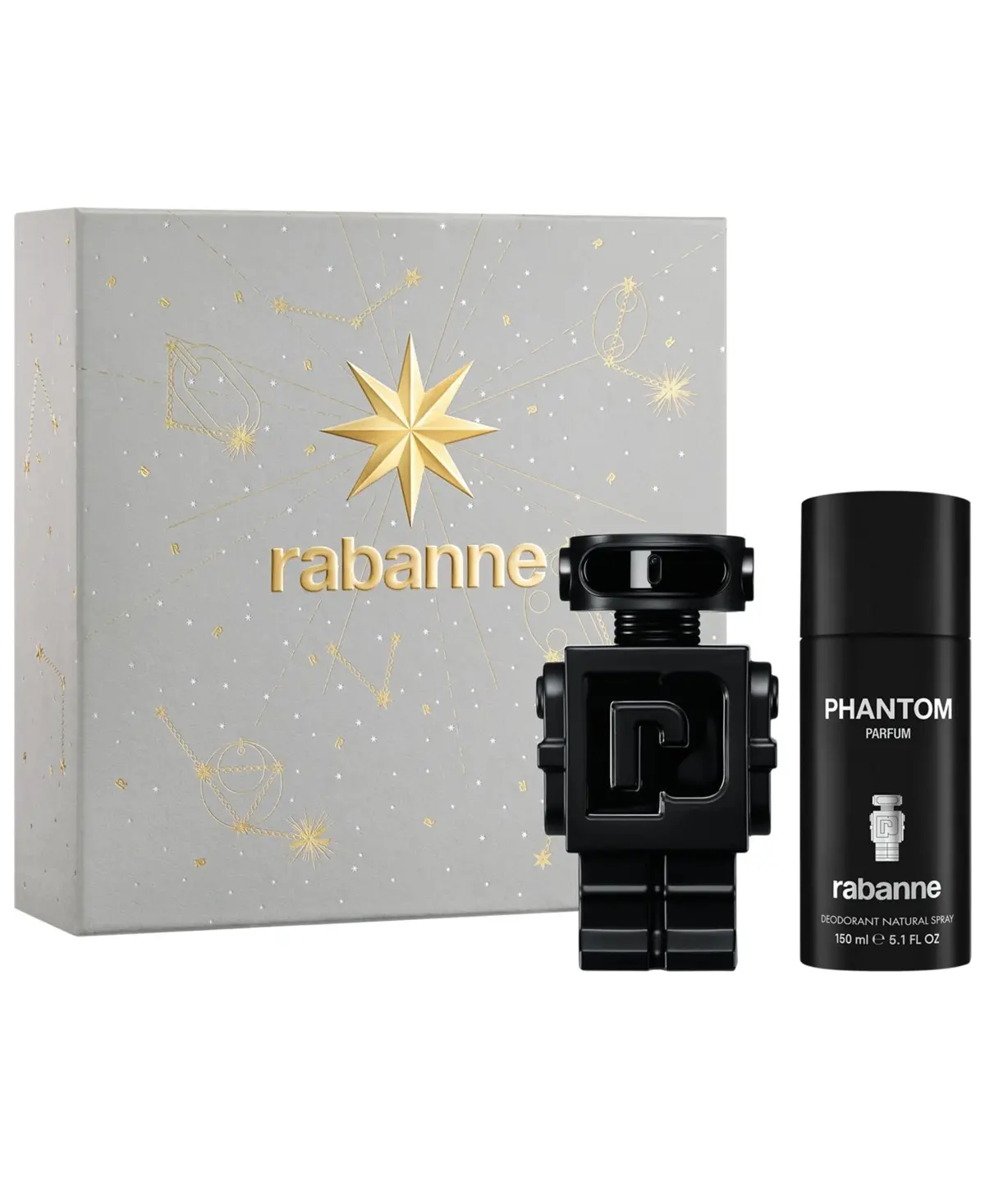 Paco Rabanne Phantom for Men 2-Piece Gift Set, Parfum Spray 3.4 Ounce + Deodorant Spray 5.1 Ounce