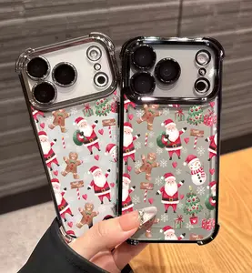 Christmas style，simple and trendy phone case suitable for iPhone series, border electroplating,mobile phone case with counter-fall Safety Cushion,suitable for Apple 11 12 13 14 15 16 17 pro max 14 Plus The best gift for friends and family