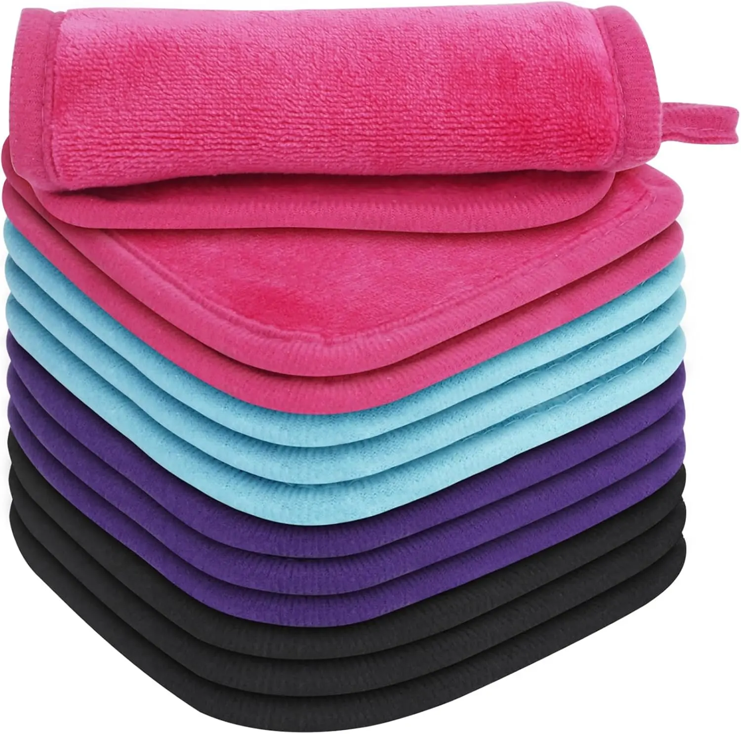 Makeup Remover Cloth 12 Pack, Ultra Soft and Reusable Microfiber Makeup Remover Towels for All Skin Types, Makeup Removal Face Cleansing Cloth, 6” X 6”, Multicolor