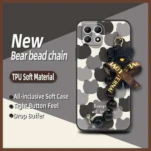 Dirt-resistant Cartoon Phone Case For TCL T-Mobile-Revvl7 Skin-friendly feel soft case Black pearl pendant Simplicity silicone Anti-knock protective case Waterproof cute