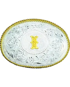 Montana Silversmiths Unisex Engraved Initial I Western Belt Buckle - 700I
