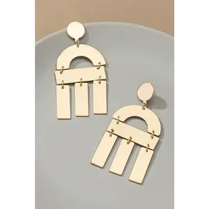 Statement metal geo shape drop earrings