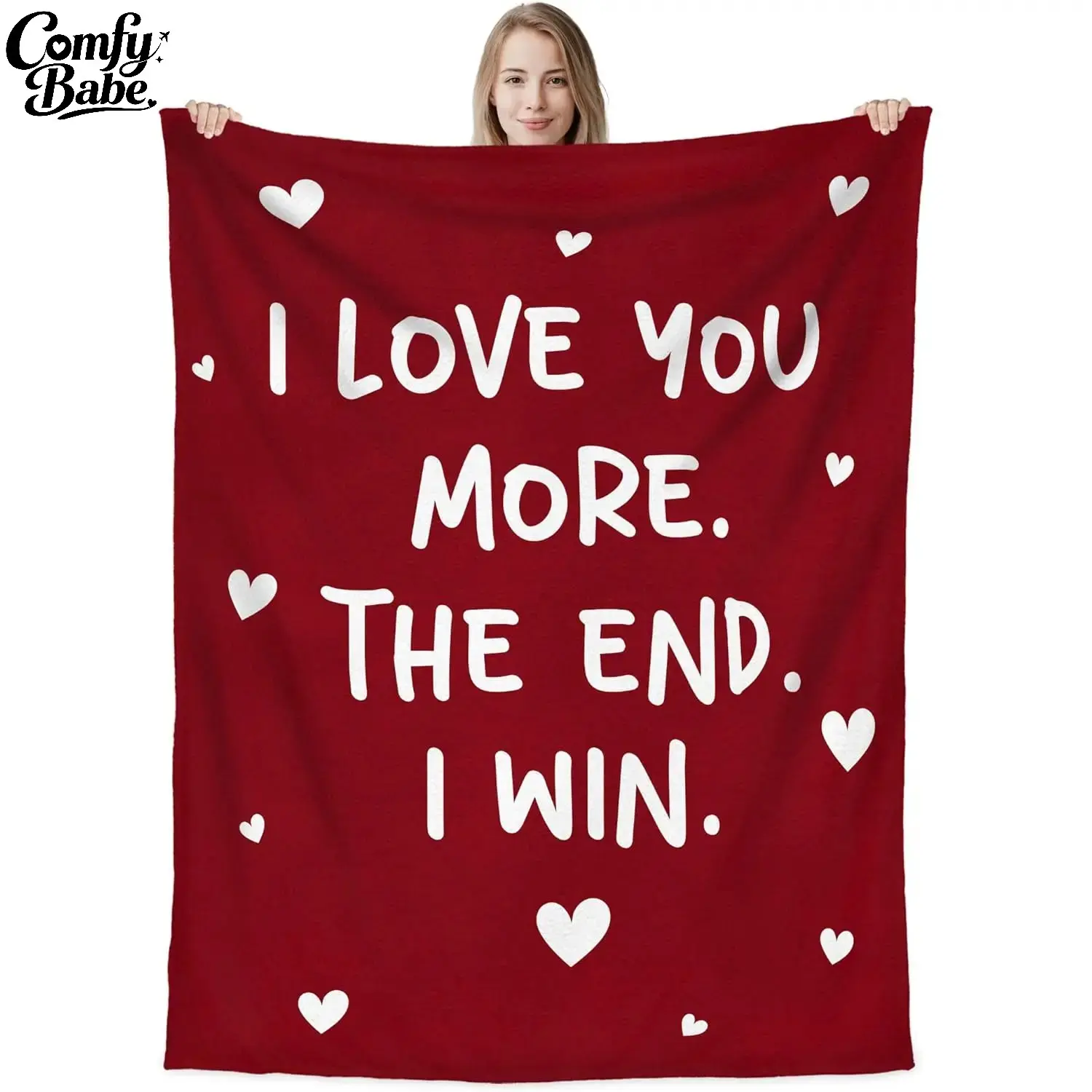I Love You More Flannel Throw Blanket, Romantic Couple Love Blanket, Cozy Fleece Blanket Gift for Boyfriend Girlfriend