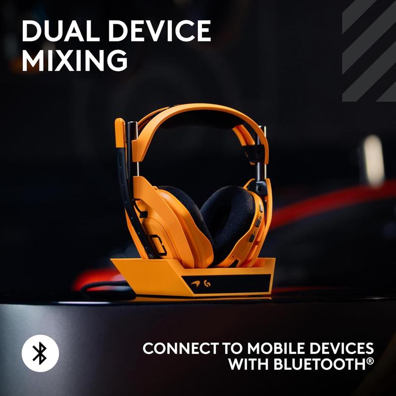 Logitech G Astro A50 X LIGHTSPEED Wireless Gaming Headset McLaren Edition + Base Station, PRO-G GRAPHENE, PLAYSYNC across Xbox Series X|S + PS5 + PC/mac, Bluetooth, HDMI 2.1 Passthru - Papaya Papaya (McLaren) A50X | PLAYSYNC Audio & Video Headset